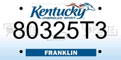 80325T3 Kentucky License Plate