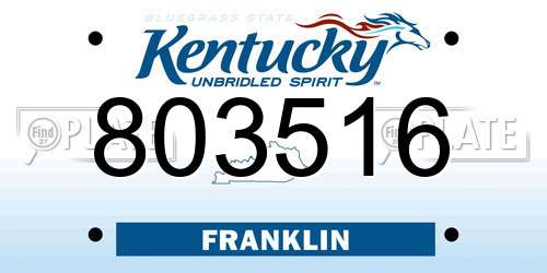 803516 Kentucky License Plate