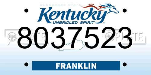 8037523 Kentucky License Plate