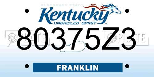 80375Z3 Kentucky License Plate