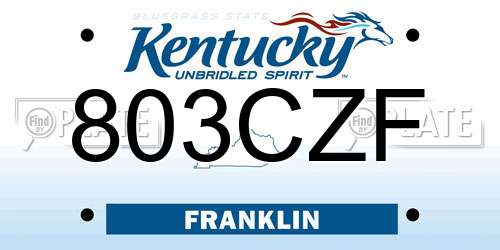 803CZF Kentucky License Plate
