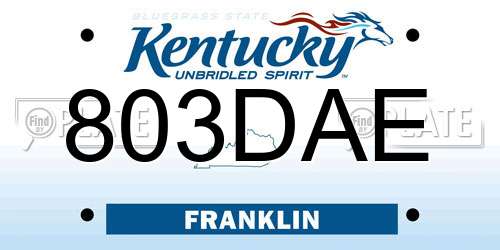 803DAE Kentucky License Plate