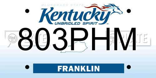 803PHM Kentucky License Plate