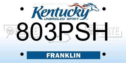 803PSH Kentucky License Plate