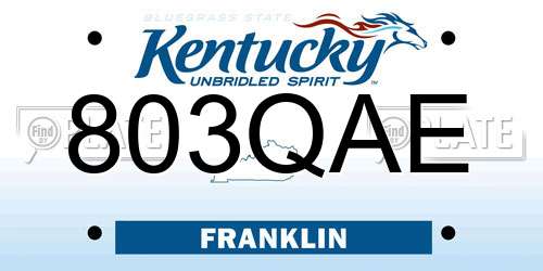 803QAE Kentucky License Plate