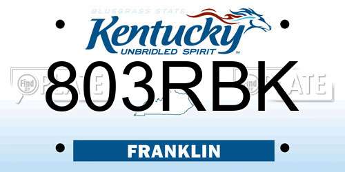 803RBK Kentucky License Plate