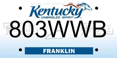 803WWB Kentucky License Plate