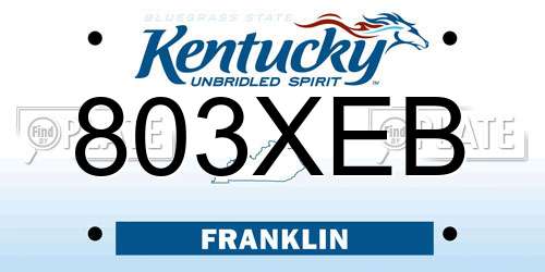 803XEB Kentucky License Plate