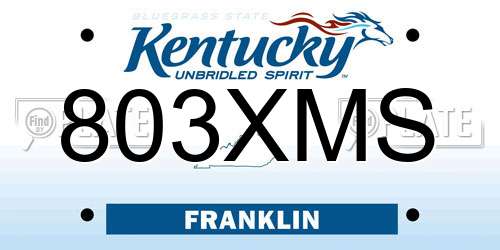 803XMS Kentucky License Plate
