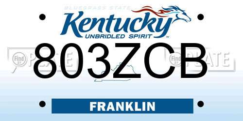 803ZCB Kentucky License Plate