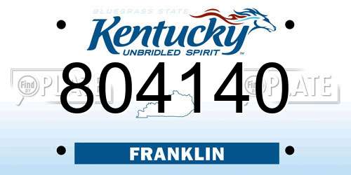 804140 Kentucky License Plate