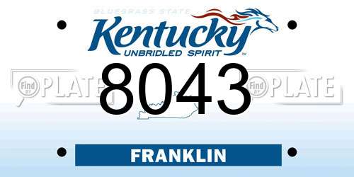 8043 Kentucky License Plate