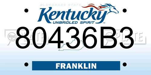 80436B3 Kentucky License Plate