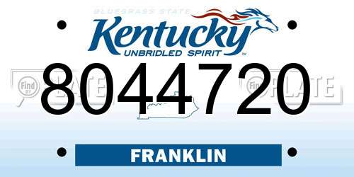 8044720 Kentucky License Plate