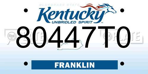 80447T0 Kentucky License Plate