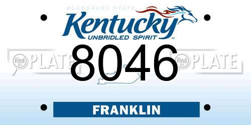 8046 Kentucky License Plate
