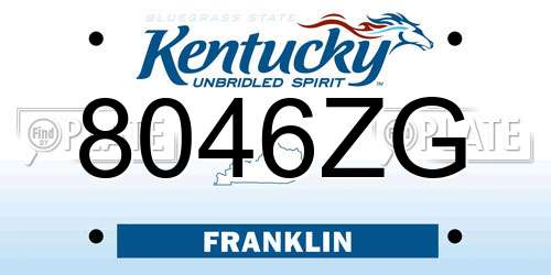 8046ZG Kentucky License Plate