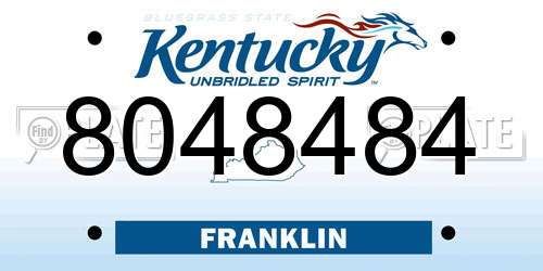 8048484 Kentucky License Plate