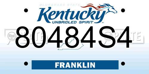 80484S4 Kentucky License Plate