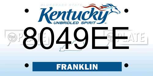 8049EE Kentucky License Plate