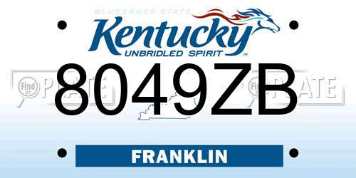 8049ZB Kentucky License Plate