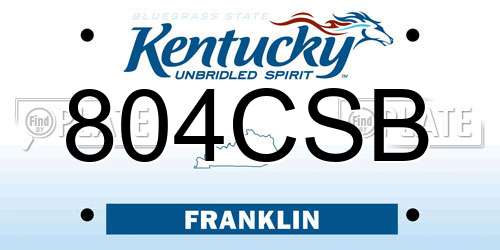 804CSB Kentucky License Plate