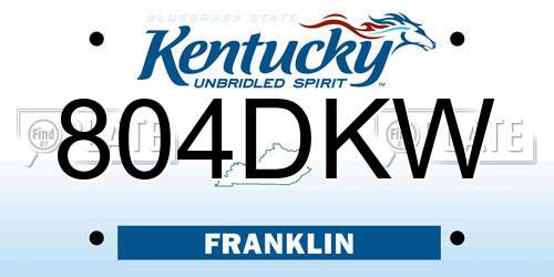 804DKW Kentucky License Plate