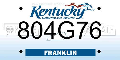 804G76 Kentucky License Plate