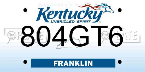 804GT6 Kentucky License Plate