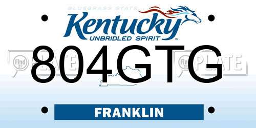804GTG Kentucky License Plate