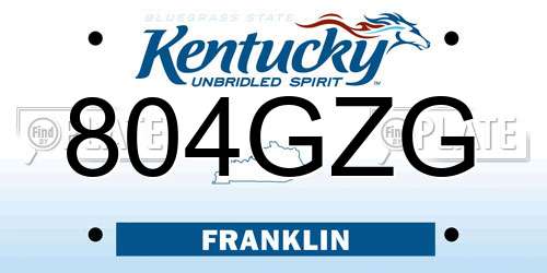 804GZG Kentucky License Plate
