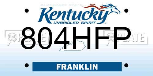 804HFP Kentucky License Plate