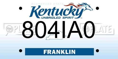 804IA0 Kentucky License Plate
