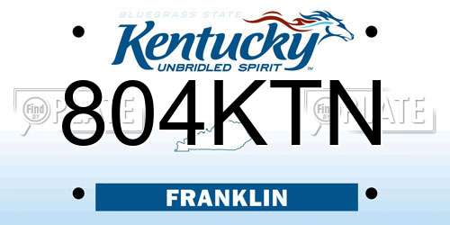 804KTN Kentucky License Plate