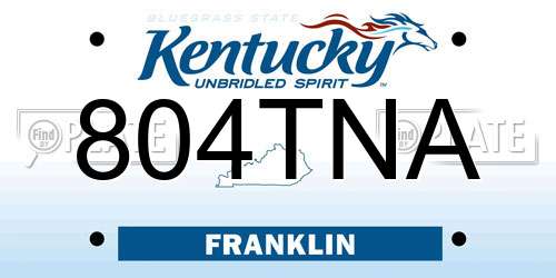 804TNA Kentucky License Plate