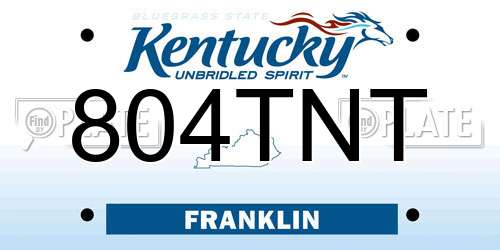 804TNT Kentucky License Plate