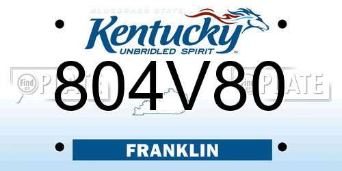 804V80 Kentucky License Plate
