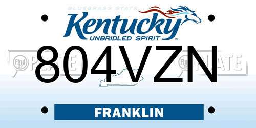 804VZN Kentucky License Plate