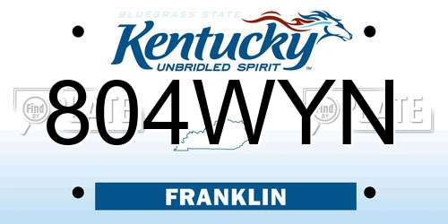 804WYN Kentucky License Plate