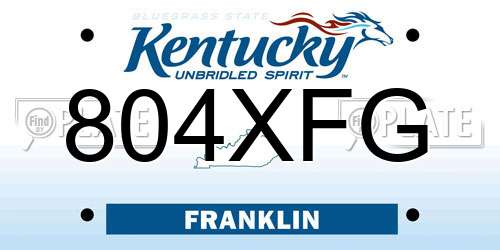 804XFG Kentucky License Plate