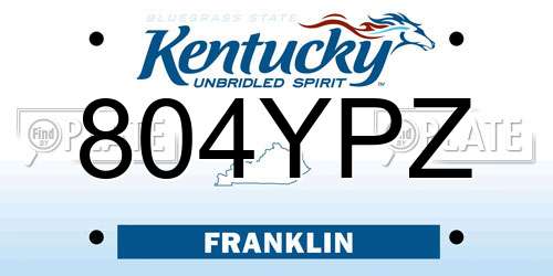 804YPZ Kentucky License Plate
