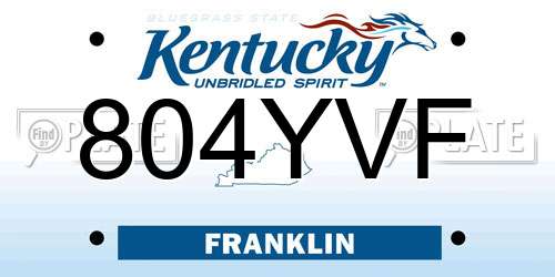 804YVF Kentucky License Plate