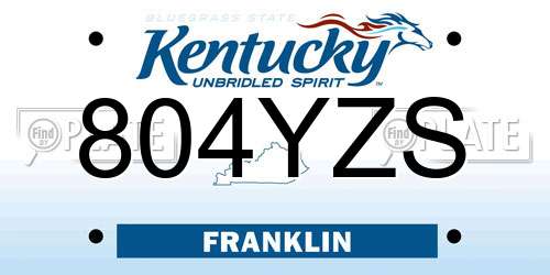 804YZS Kentucky License Plate