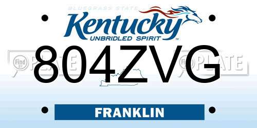 804ZVG Kentucky License Plate