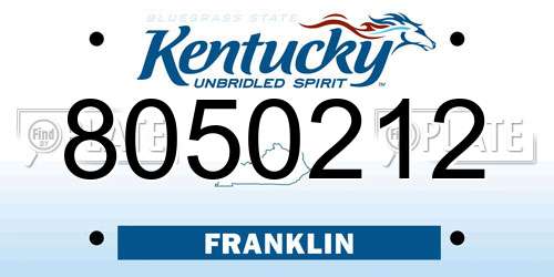 8050212 Kentucky License Plate
