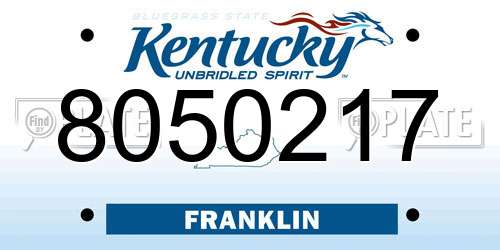 8050217 Kentucky License Plate
