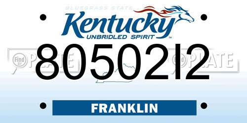 80502I2 Kentucky License Plate