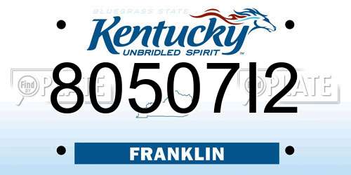 80507I2 Kentucky License Plate