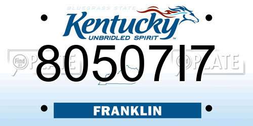 80507I7 Kentucky License Plate