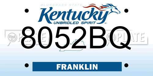 8052BQ Kentucky License Plate